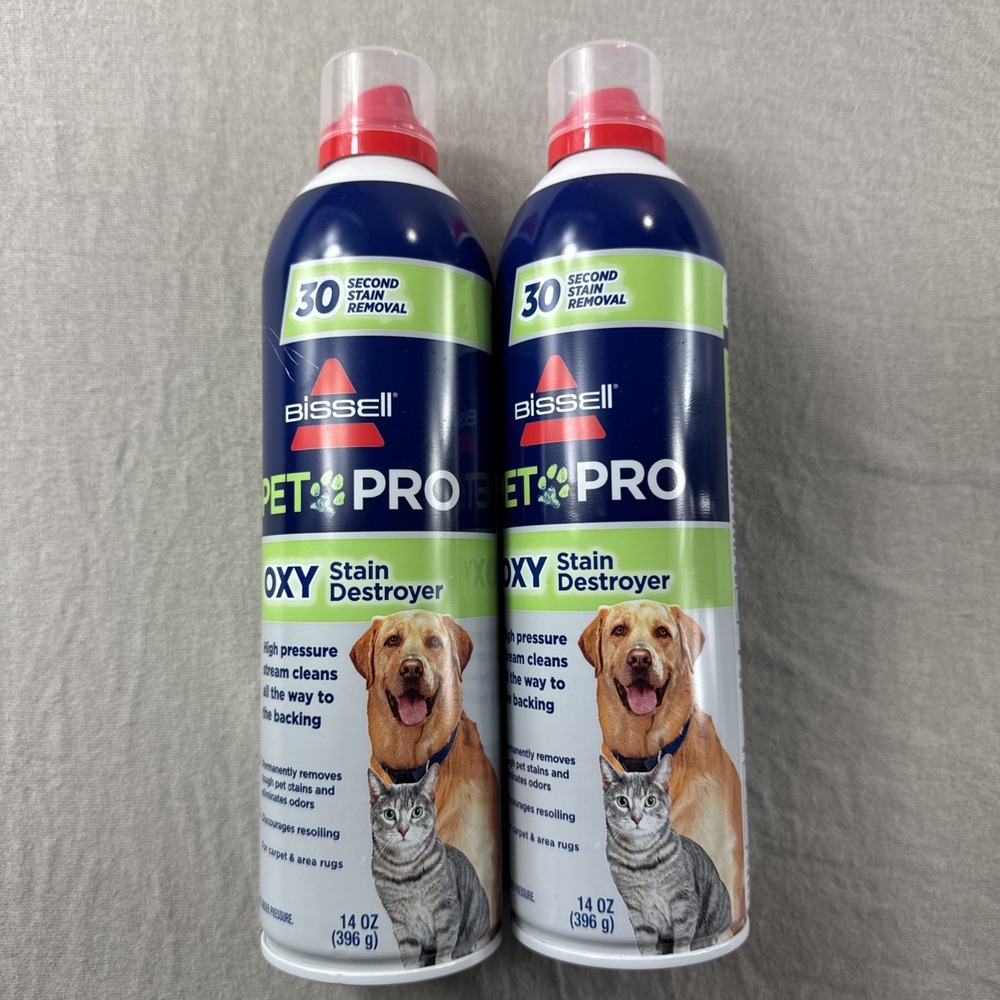 (2-Pk) Bissell PET PRO OXY Carpet Stain Odor Destroyer PERMANENT REMOVER Aerosol